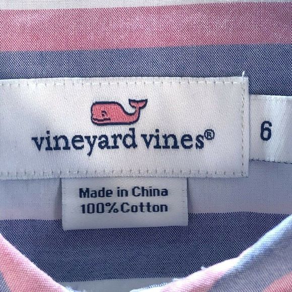 Vineyard Vines Button Up Popover Ladies 6 Blue Red Striped Cotton Long Sleeve - Picture 4 of 10